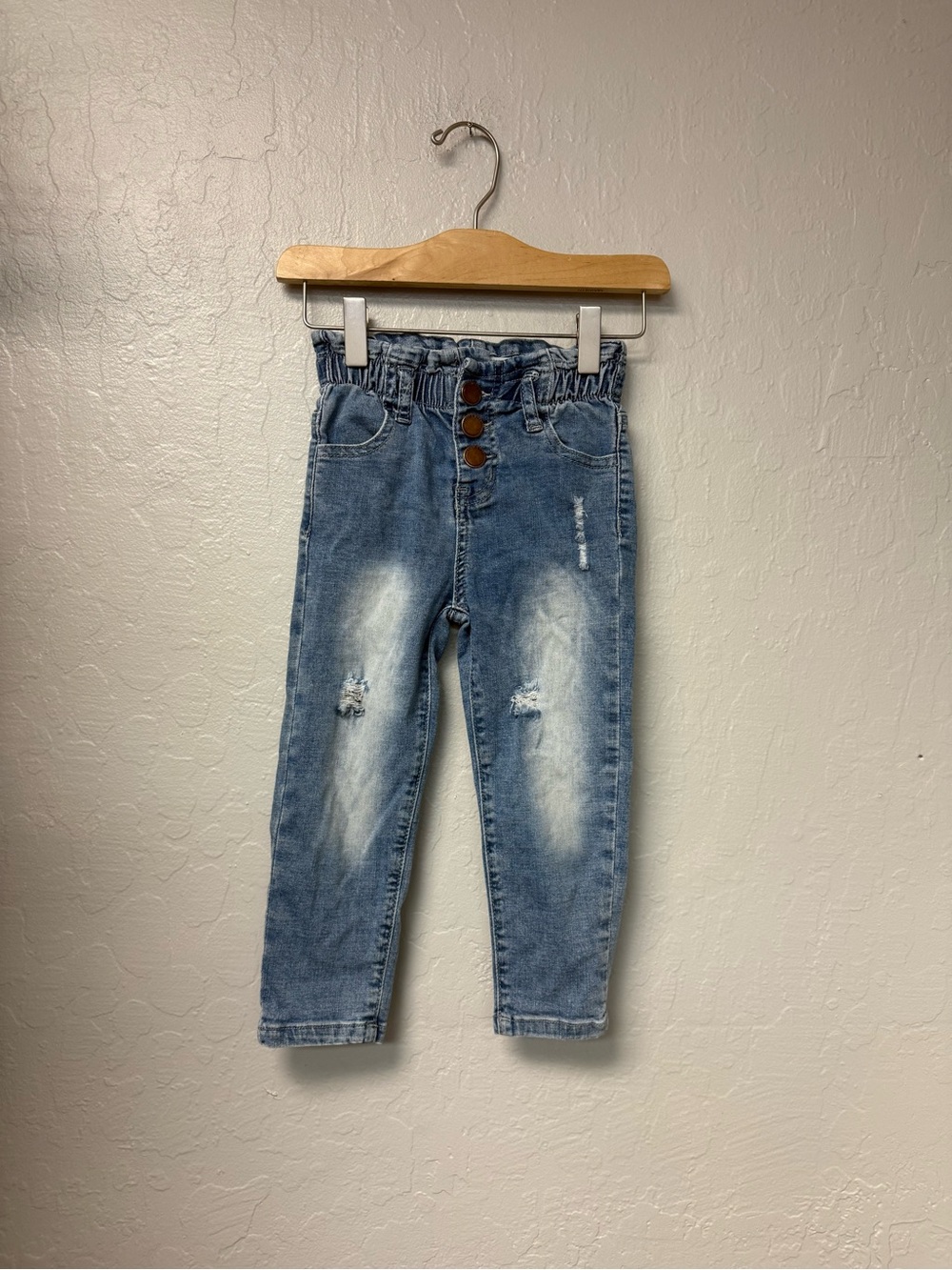 $18 ADD ON Little Bipsy Paperbag Waist‎ Distressed Jeans 3-4Y Mini Boden Zara